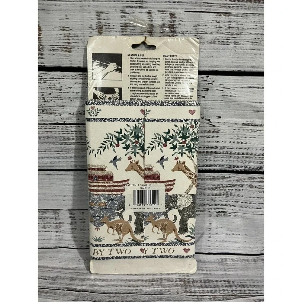 Two by Two Noah's Ark Expressions Wallpaper Boarder 5 yards Elephant Giraffe